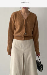 Tori Angora V-Neck Crop Cardigan