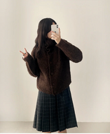 Hani cozy high neck button cardigan