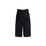 Black high-button-up wide pants