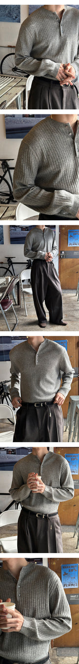 [MUSCLE FIT] Golgi muscle fit henry neck knit(4color)