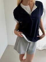 フロー ヘンリーネック ハーフ Tシャツ(5color)