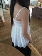 Yura Lace Smoke Back Shirring Sleeveless Bustier