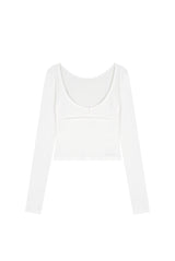 Sophie U-neck lace top, Ivory