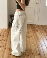 [♡MADE♡] white e-motion letter wide cotton PT