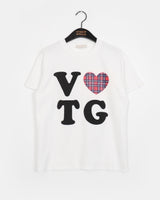 Butu Vintage Heart Check Patch Short-Sleeved T-Shirt