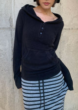 WOOL BUTTON HOOD TEE