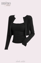 Pink cream lounge cardigan top set (sleeveless)