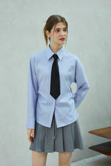 LOWELL SLIM FIT STRIPE SHIRRLING SHIRT / SKY BLUE