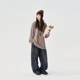 TopBasics カラースリムストライプ長袖Tシャツ