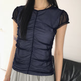 ロメ シースルーメッシュリバーシブルパフ半袖Tシャツ
