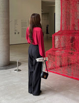 Deven Shirring Collar Chiffon Blouse