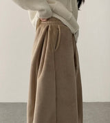Any soft corduroy side pin tuck incision wide pants