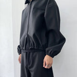 Cropped Zip Collar Jacket