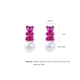 Petit Bear Pearl Earrings_Pink