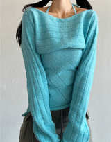 (BOLERO KNIT & KNIT TANK SET!) セミダメージアシンメトリーニットセット - 3 COLOR