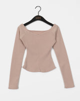 ラップトンフリース裏地スリットスリムVネックニットTシャツ