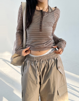 シースルーフードカラーブロックフーディー🤍🖤🤎 - 3 カラーズ