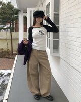 コッティフリップバックポケットカーブコットンパンツ