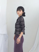 ruffle frill checkered short shirt