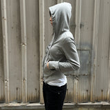 RIGHE UNBALANCE HOODED ZIP-UP GREY