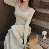 [MADE] Ray, U-neck rib long sleeve T-shirt