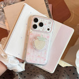 ピンク チェック ストロベリー ミラー マグネティック iPhone ケース