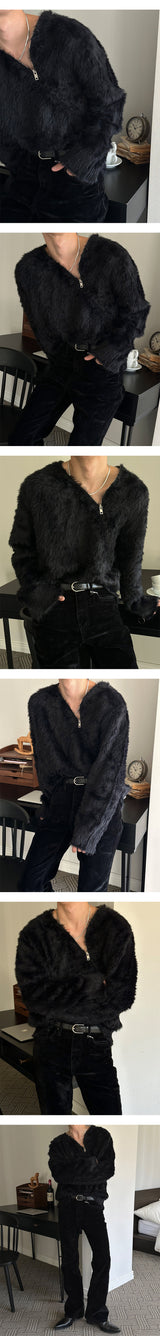 [F/W] アンゴラブラッシュサイドジッパーニット(2color)