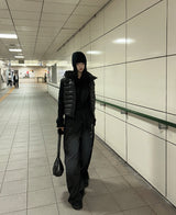 Black tech knit padding jacket