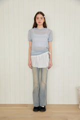 SHEER BLOOM SHIRRING TOP