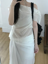 Layer off-shoulder blouse (3 colors)