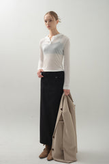 Drawstring Maxi Skirt_Black