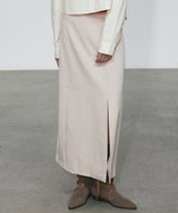 SIDE SLIT LONG SKIRT_BEIGE