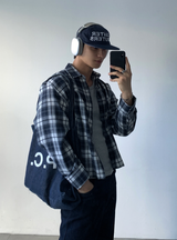 Enf Daily Country Check Cropped Overfit Long Sleeve Shirt