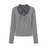 Tina Check Collar Layered Tee