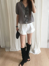 Cascade ruffle blouse
