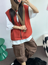 FLEECE LAYERED VEST ZIP UP💚💙🖤🧡4COLOR