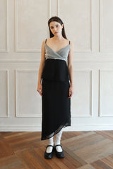  Lisha wrap long skirt (black)