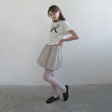 ホワイトリボンセミクロップTシャツ