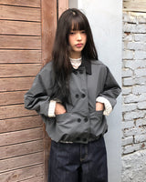 Jamin Contrast Button Crop Jacket