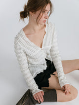 FRILL BUTTON CARDIGAN / IVORY