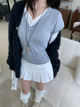 Layer Hug Layered Henley Button Long Sleeve Tee 