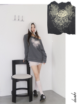 Rose Angel Oversized-fit Off-Shoulder Long Sleeve T-shirt