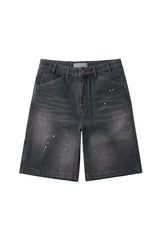 エイジスプラッターカーペンターデニムショーツ(Washed Black)