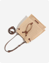 Drawstring Woven Bucket Shoulder Crossbody Bag