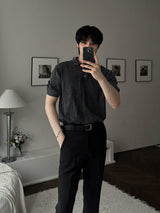 ASCLO Pigment Collar Short Sleeve Knit (5color)