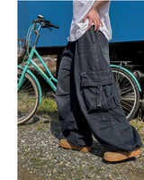 Lace Buckle Wide Cargo Denim
