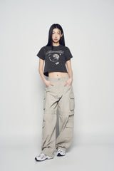 25SS GALAXY PIGMENT CROP SHORT SLEEVE T-SHIRT CHARCOAL