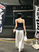 ミル バック バンディング ワイド ピンタック ロング パンツ