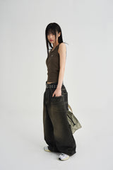WASHED DENIM PANTS [BLACK]