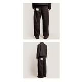 WIDE FIT TWO-TUCK PLEATS SWEAT PANTS_BLACK 起毛 